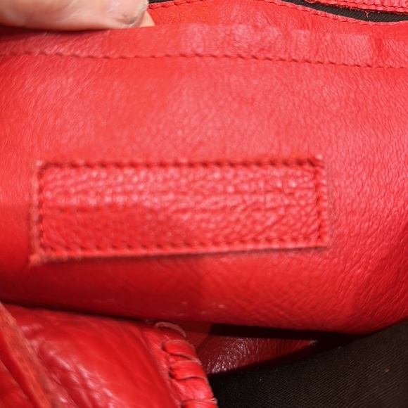 Jennifer Haley genuine red pebble leather fringe hobo bag - Picture 8 of 8